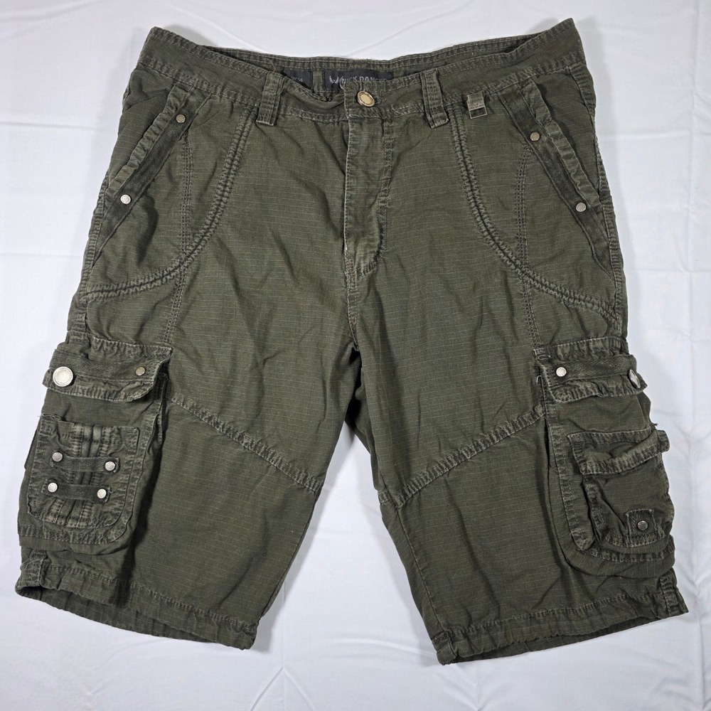 Nick Danger Mens Cargo Shorts W34  Ripstop Cotton Multi-Pocket Utility